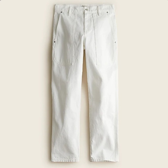 J crew high rise patch pocket straight leg jeans white - Picture 1 of 6
